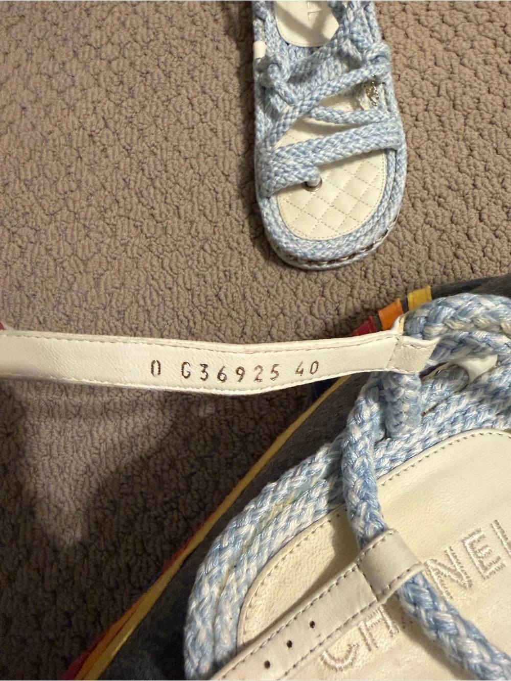CHANEL Light Blue Cord Braided Rope Dad Sandals 40